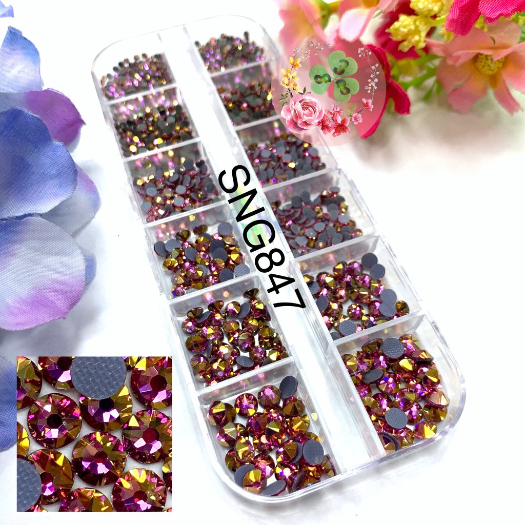 Mã SNG 847 . Đá Chân Lưới Heaven Rose&quot; 16 khía siêu bắt sáng, đính trang trí móng siêu lấp lánh.