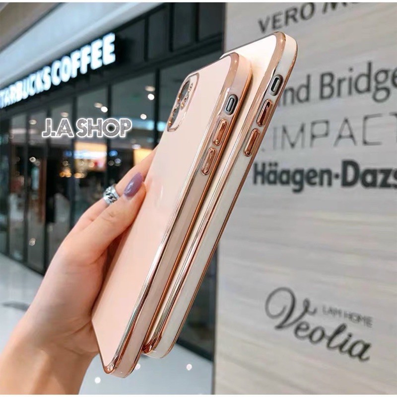 Ốp Lưng Dẻo Viền Vàng Sang Trọng cho iPhone 6/6s/6P/7/8/7plus/8P/x/xs/xs max/xr/11 pro/11 6.1'/11promax, 12, 12promax