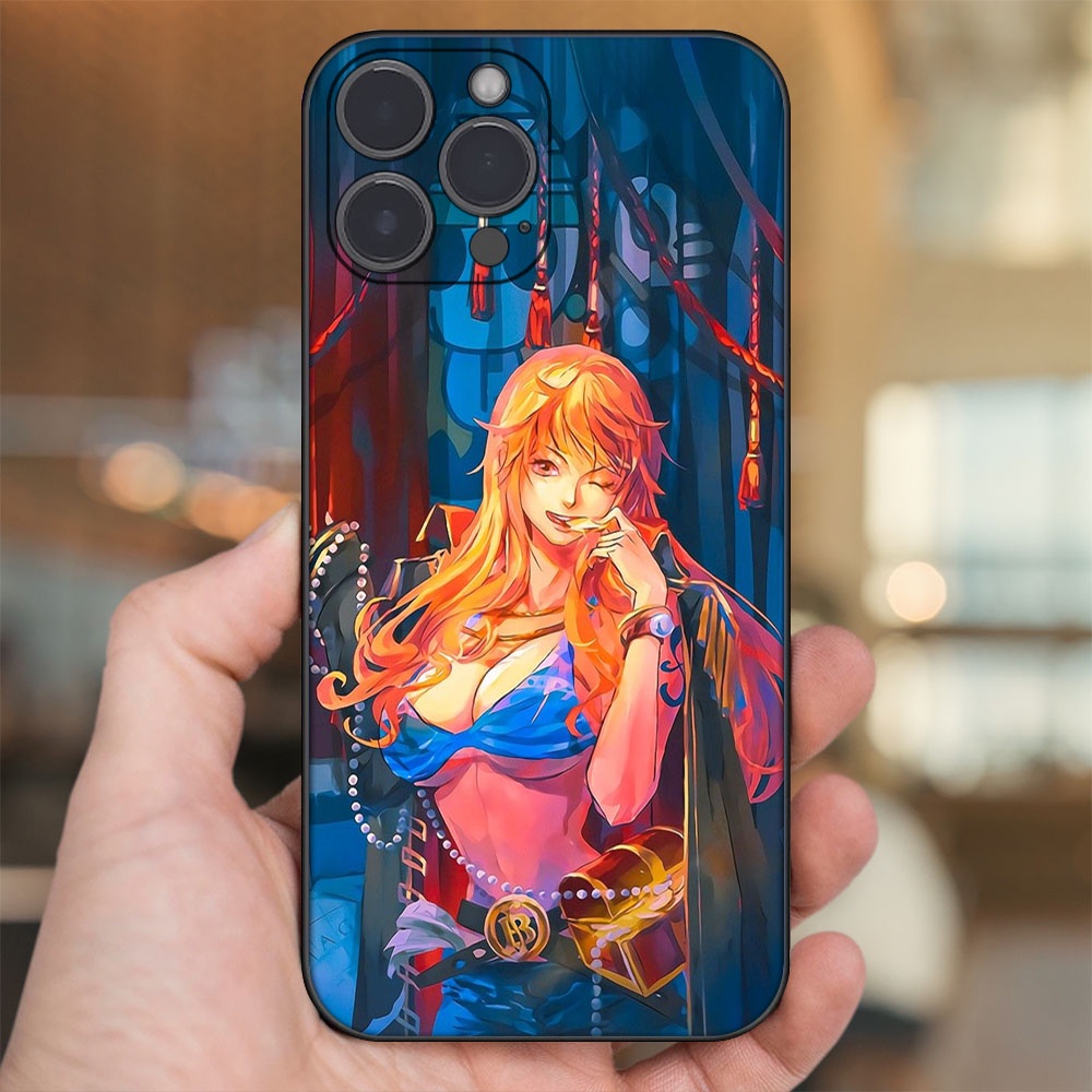 Ốp lưng iPhone 13 Pro Max dẻo đen cạnh vuông in hình Nami One Piece Đảo Hải Tặc