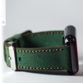 Dây đồng hồ RAM Leather vintage 1962 da bò lộn màu xanh lục hamdmade