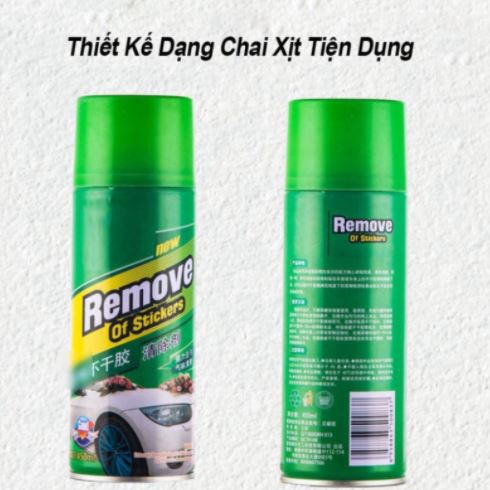Chai xịt tẩy keo băng dính [Chai Màu Xanh Lá]Remove Of Stickers 450ml, vết băng dính, tẩy đa năng đồ nội thất ôtô
