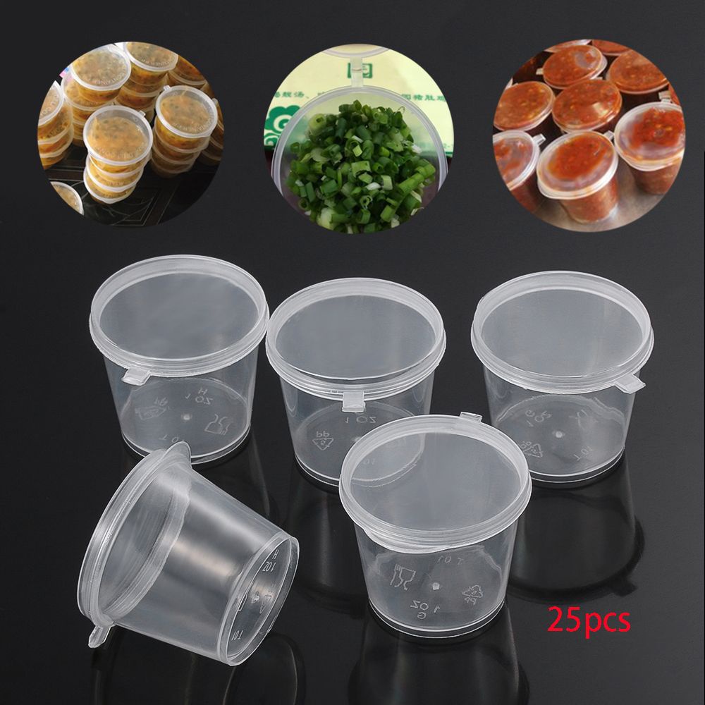 Bộ 25 Cốc Đựng Nước Sốt/ Nước Sốt Bằng Nhựa Dùng Một Lần Tiện Dụng