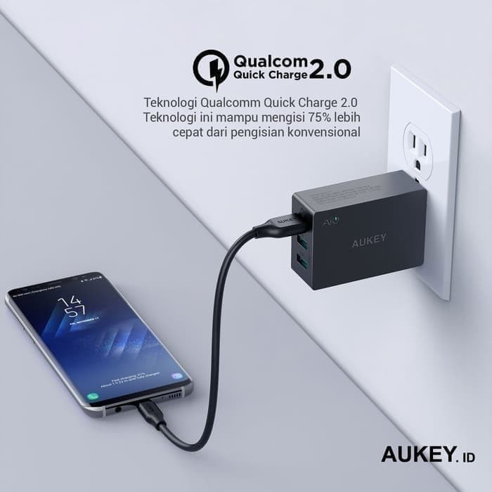 Cục Sạc Nhanh Aukey 3 Cổng Usb 42w Qc 2.0 & Aipower Pa-T2