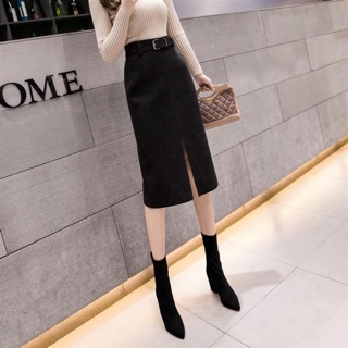 Chân váy dạ kèm đai