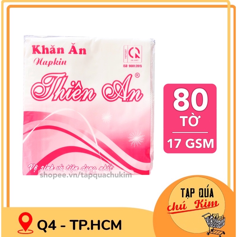 Khăn giấy ăn napkin THIÊN AN đỏ loại tốt 80 TỜ không rách thấm dầu ăn được - tapquachukim