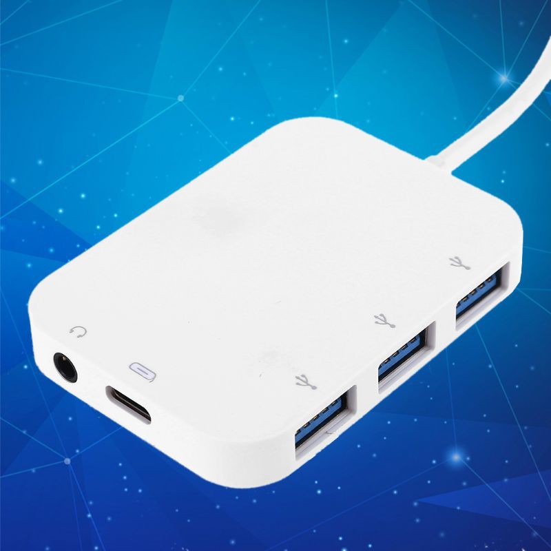 Cozyx Usb To 3x Usb 3.0 Hub Adapter Usb C Charger 3.5mm Audio Output For Pc Laptop