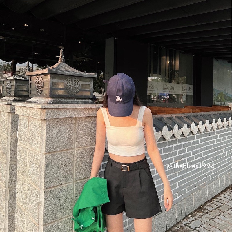 Áo Hai Dây Bản To Mút Ngực Dáng Croptop