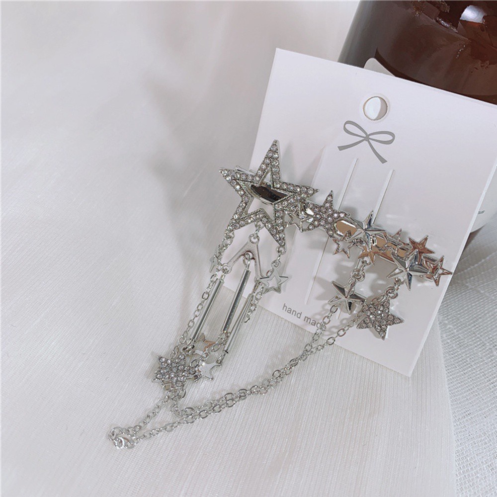 Kẹp Tóc Ngôi Sao Năm Cánh Phối Tua Rua Thời Trang Cho Nữ