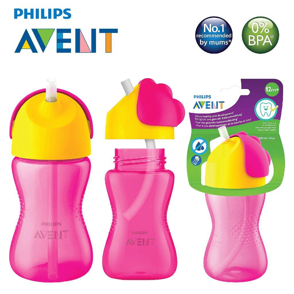 Bình Uống Nước Có Ống Hút Philips Avent Thể Tích 300ml- Nhập Từ Mỹ An Toàn Cho Bé