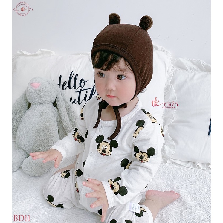 Bộ đồ dài tay vải cotton thông hơi áo liền quần hè thu, bodysuit dài tay hè thu cho bé trai, bé gái từ 3-13kg [BD11]