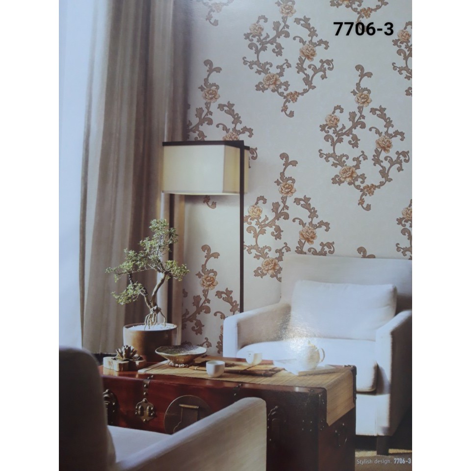 Giấy Dán Tường Hàn Quốc FLORIA Decor phòng ngủ, phòng khách siêu xinh khổ 1.06 x 15.6 m