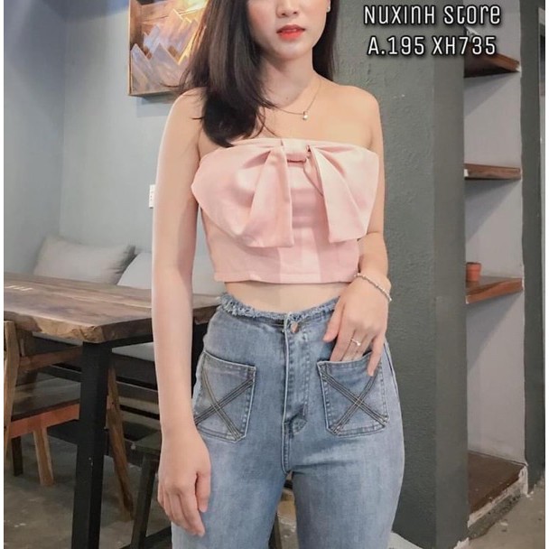 Áo ống croptop xoắn nơ ngực | WebRaoVat - webraovat.net.vn