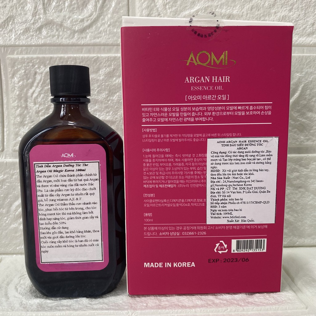 Tinh dầu siêu dưỡng tóc AOMI ARGAN ESSENCE OIL KOREA 100ml