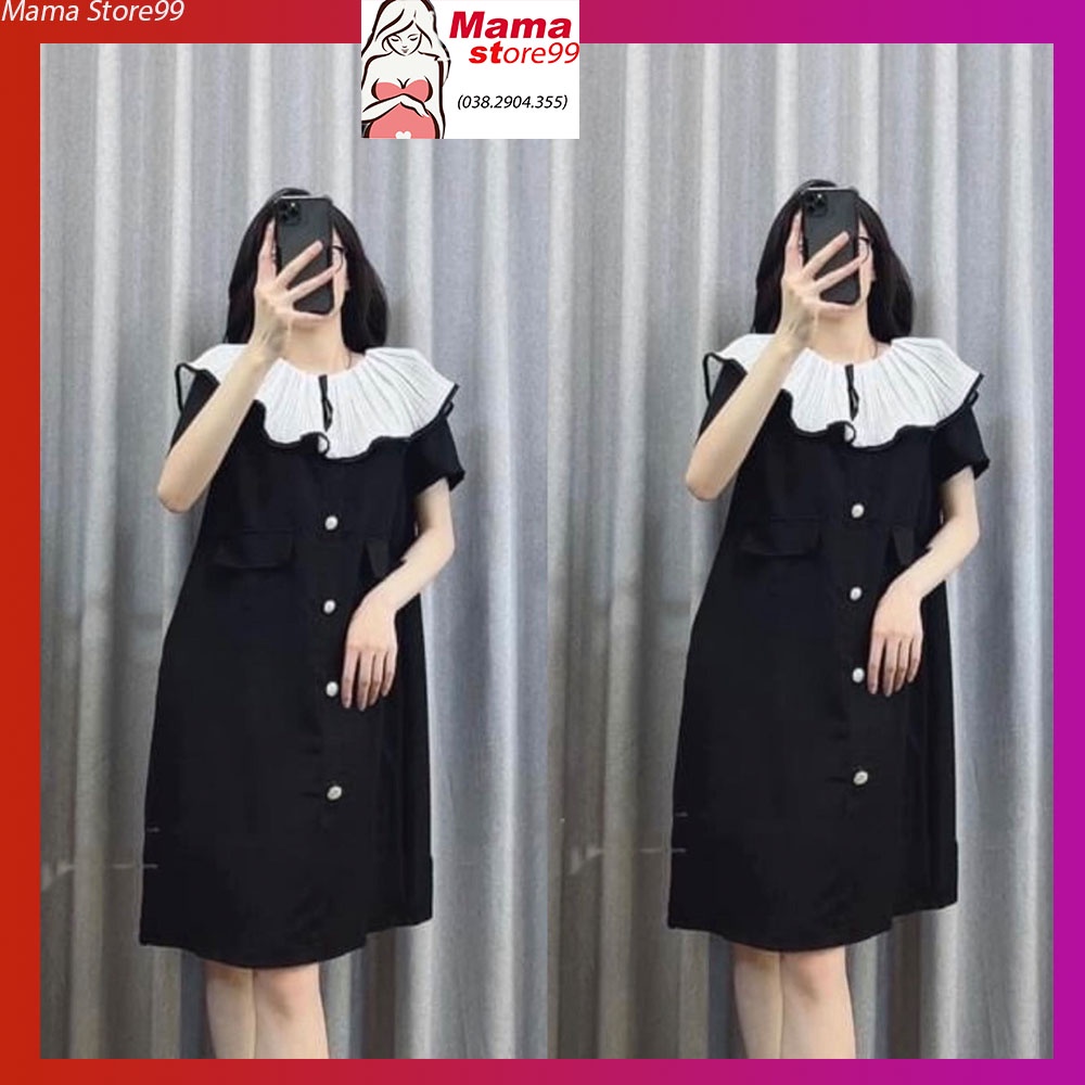 Váy Bầu Mùa Hè. Đầm Bầu Thời Trang Thiết Kế Công Sớ Cổ Xếp Li Xinh Xắn Chất Cát Hàn Freesize 45kg Đến 70kg HN0183 Mama