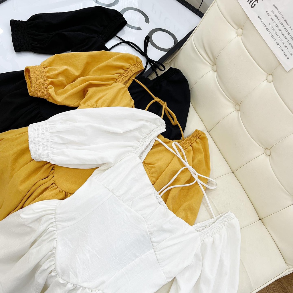 [HÀNG THIẾT KẾ CAO CẤP] Đầm Xòe Tay Phồng Chít Eo Tôn Dáng Vintage Form Ngắn Đi Biển Nhiều Màu