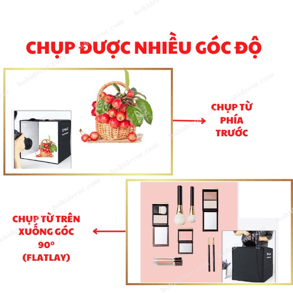 Hộp Chụp Sản Phẩm 40x40 CM, Box Chụp Ảnh Puluz Có Đèn Led, Xếp Gọn, Phụ Kiện Ánh Sáng - HoHi Decor