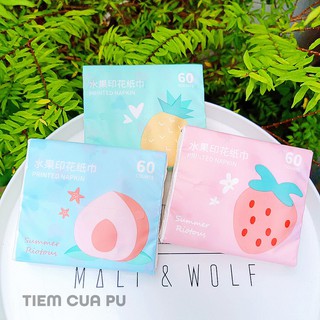 Khăn giấy vuông lớn 60 miếng Cute Fruit