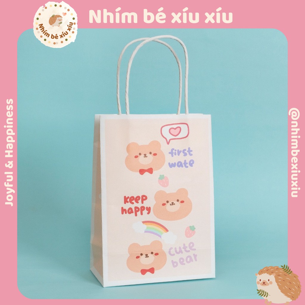 Túi giấy đựng quà tặng có quai xách họa tiết hoạt hình Hàn Quốc dễ thương VT52 | BigBuy360 - bigbuy360.vn