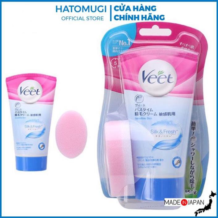 Kem tẩy lông Veet 150g tặng kèm bông hàng Nhật nội địa tẩy lông toàn thân