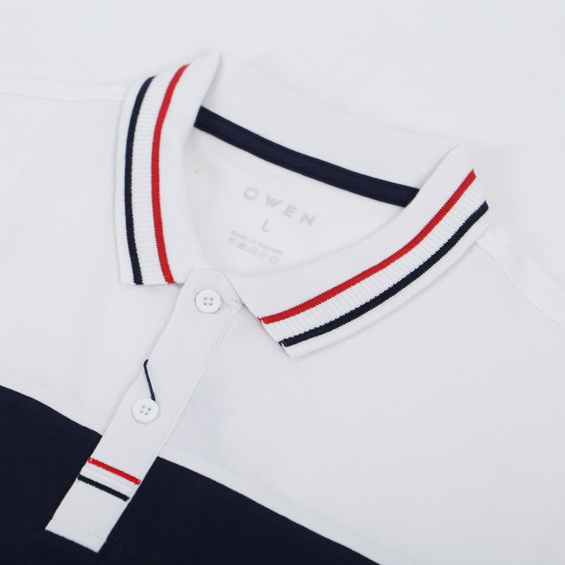 Áo polo ngắn tay Nam Owen Cotton Bodyfit Navy trắng - APV23791