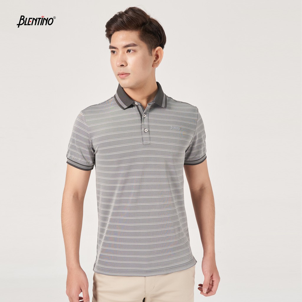 Áo Polo Nam Blentino Dệt Vi Tính Kể Sọc 95% rayon PL66820