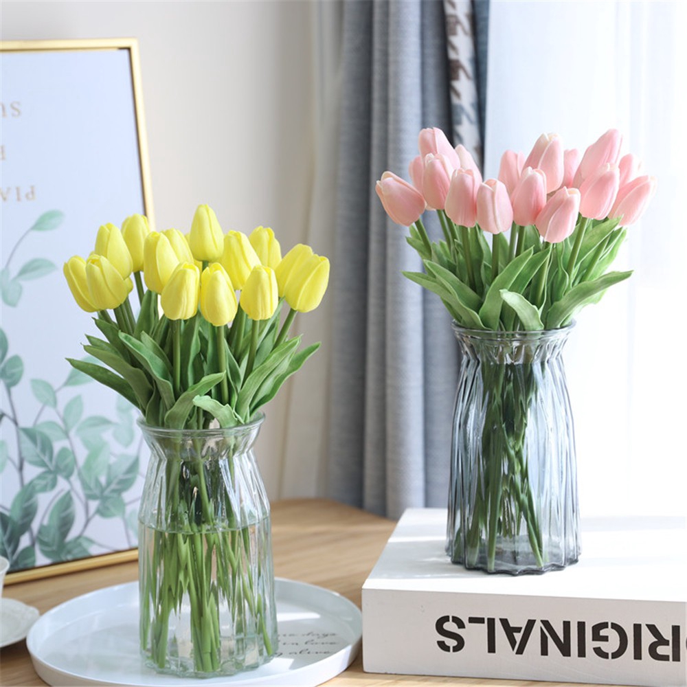 Hoa tulip nhân tạo bằng nhựa PU nhỏ gọn dùng trang trí nhà / lễ tiệc