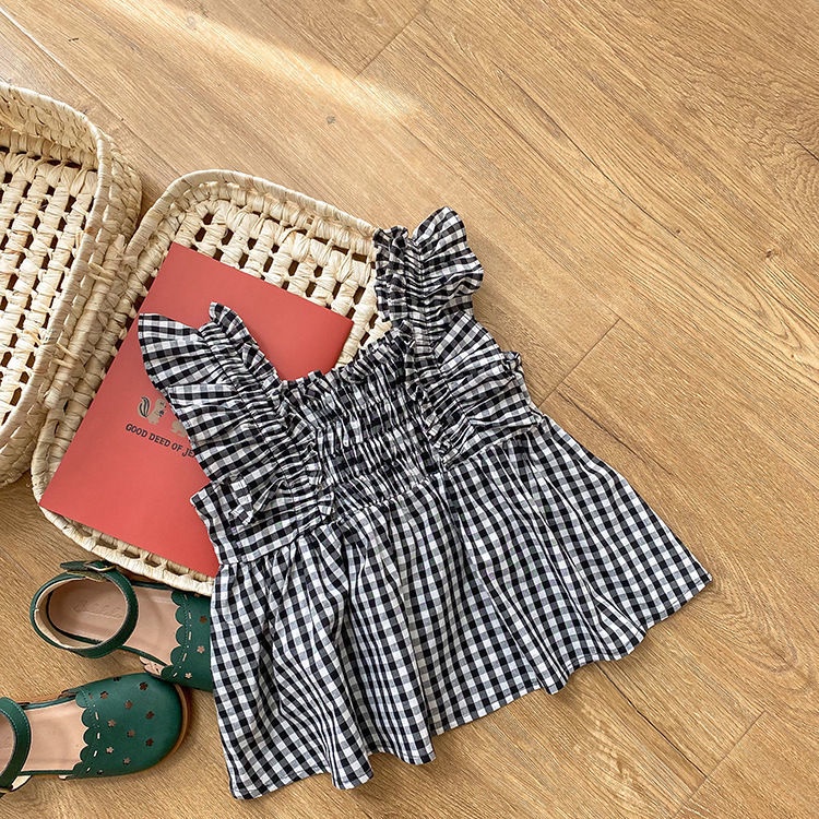 [Babycat] Hàng Có Sẵn Set Áo Sơ Mi Cotton Sát Nách Màu Trơn + Quần Short Màu Trơn Phong Cách Nhật Bản Hàn Quốc Cho Bé Gái