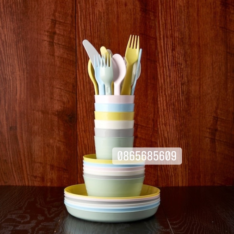 Bộ bát, cốc, đĩa, dao/dĩa/thìa ăn Ikea