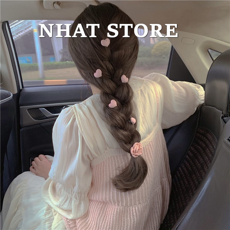 Kẹp tóc mái, kẹp mái mini hình nơ và hoa hồng tiểu thư xinh xắn Nhat Store