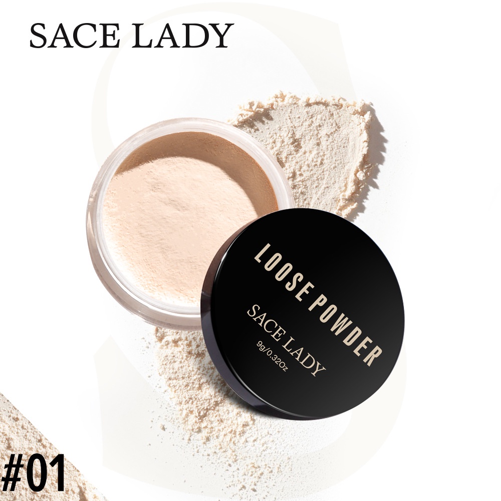 Sace LADY Loose Powder Makeup Professional Face Setting Powder Kiểm soát dầu Trang điểm Mờ Làm sáng Kết thúc
