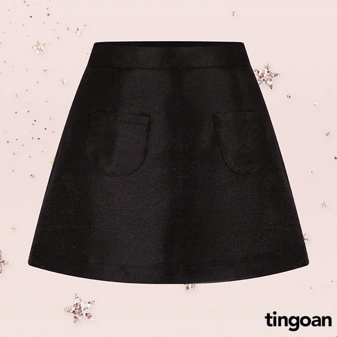 Chân váy tafta chữ A 2 túi trước đen tingoan sài gòn BADDIE SKIRT/BL