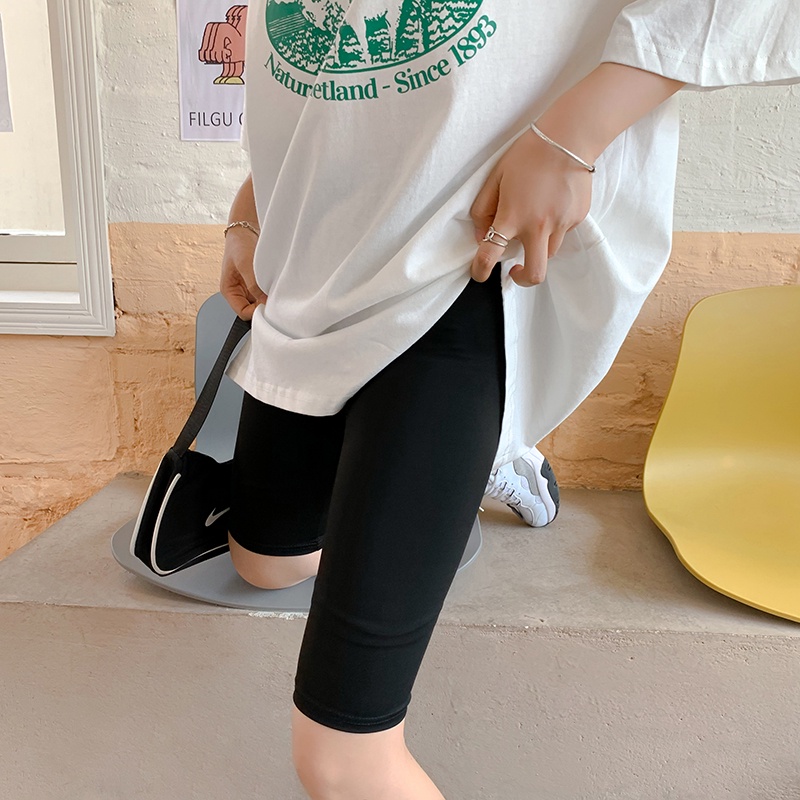 Quần Short Ôm Eo Cao Màu Đen Thời Trang Mùa Hè Cho Nữ Tập yoga