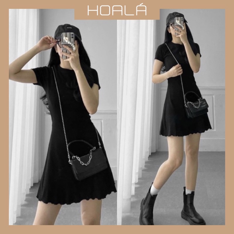 Đầm Thun Trơn Cuốn Biên Xoè Nhẹ Nữ Tính D3