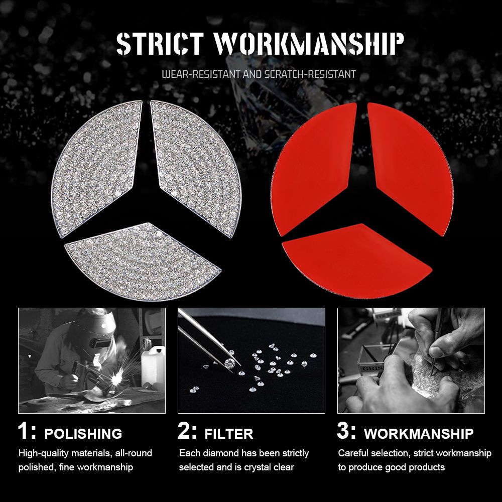 Phụ kiện miếng dán đính đá 3d trang trí logo vô lăng xe hơi Toyota Bmw Vanes1 Mazda