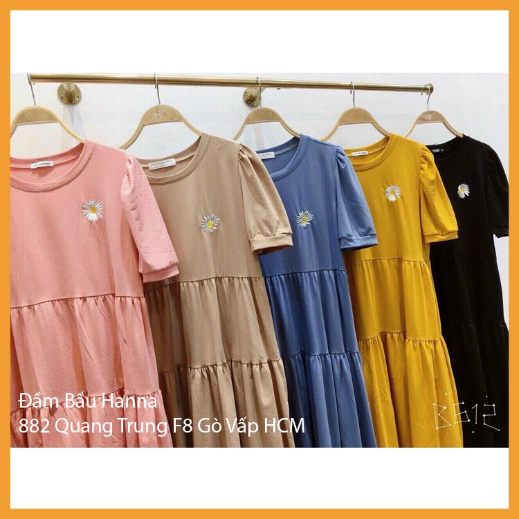 Đầm bầu thun cotton mặc ở nhà thoải mái mát mẻ co dãn tốt vải thun cotton cao cấp không xù không nhăn