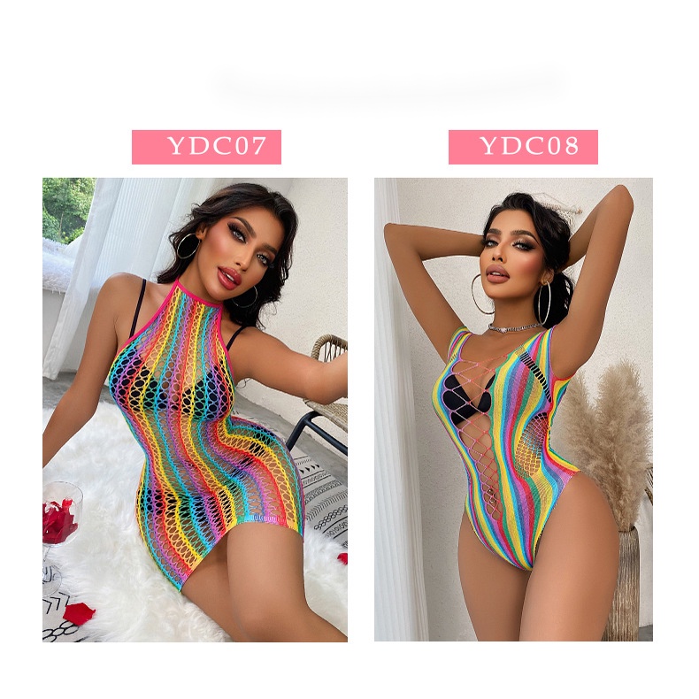 Bộ Đồ Bơi Một Mảnh Dạng Lưới Kẻ Sọc Nhiều Màu Co Giãn Cao Xuyên Thấu Gợi Cảm