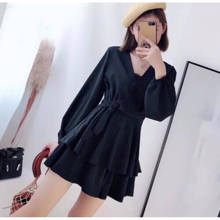 [ẢNH THẬT CUỐI] DX007 - Đầm Xòe Cổ V Bèo Đắp Chéo Nhiều Màu