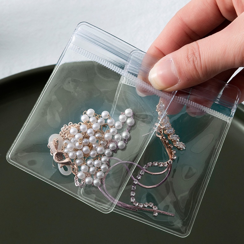 【giá sỉ】Hộp Đựng Trang Sức Bằng Nhựa PVC Trong Suốt Chống Oxy Hóa Có Khóa Kéo Tiện Dụng