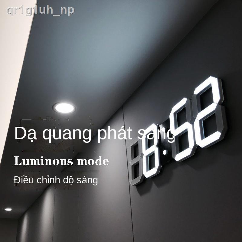 (Mới về)₪▲∋Máy tính để bàn 3D lưới đồng hồ treo tường màu đỏ ánh sáng dẫn kỹ thuật số báo thức trang trí nhiệt độ phòng
