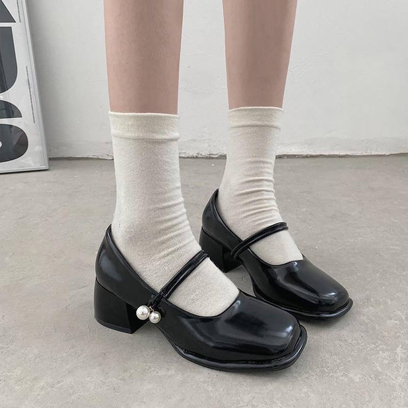 Giày cao gót IELGY mũi vuông thiết kế đơn giản thời trang theo phong cách retro cho nữ