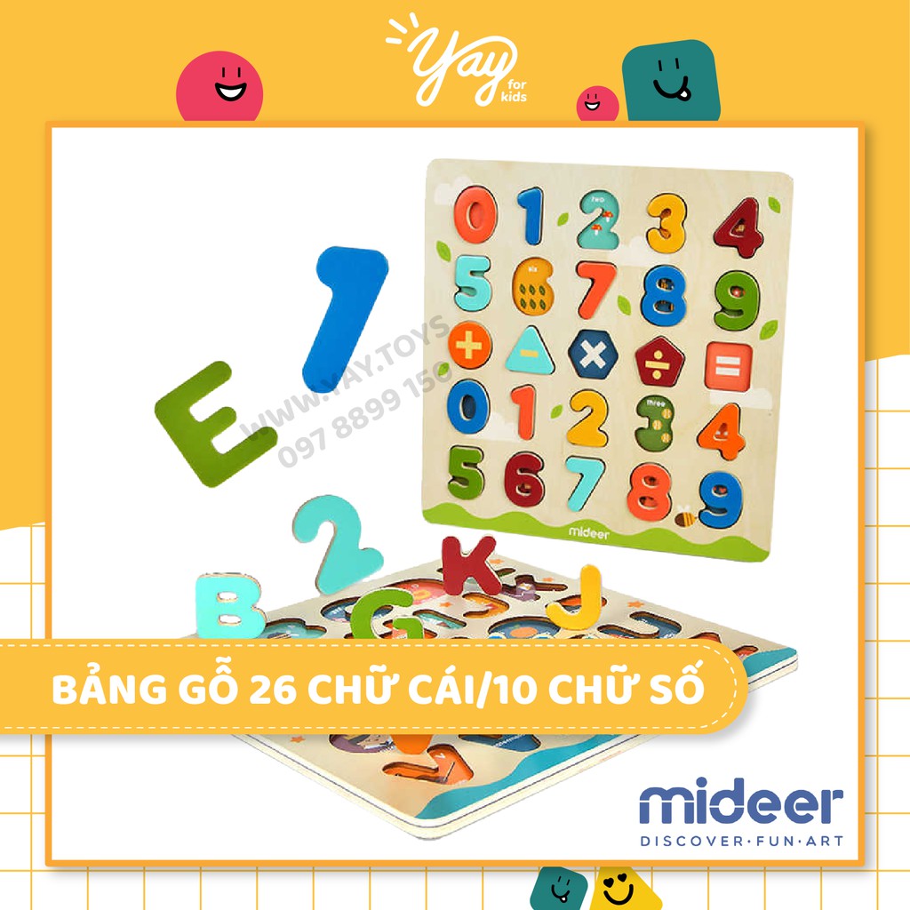 Bảng Gỗ 26 Chữ Cái Và Bảng Gỗ 10 Chữ Số Mideer