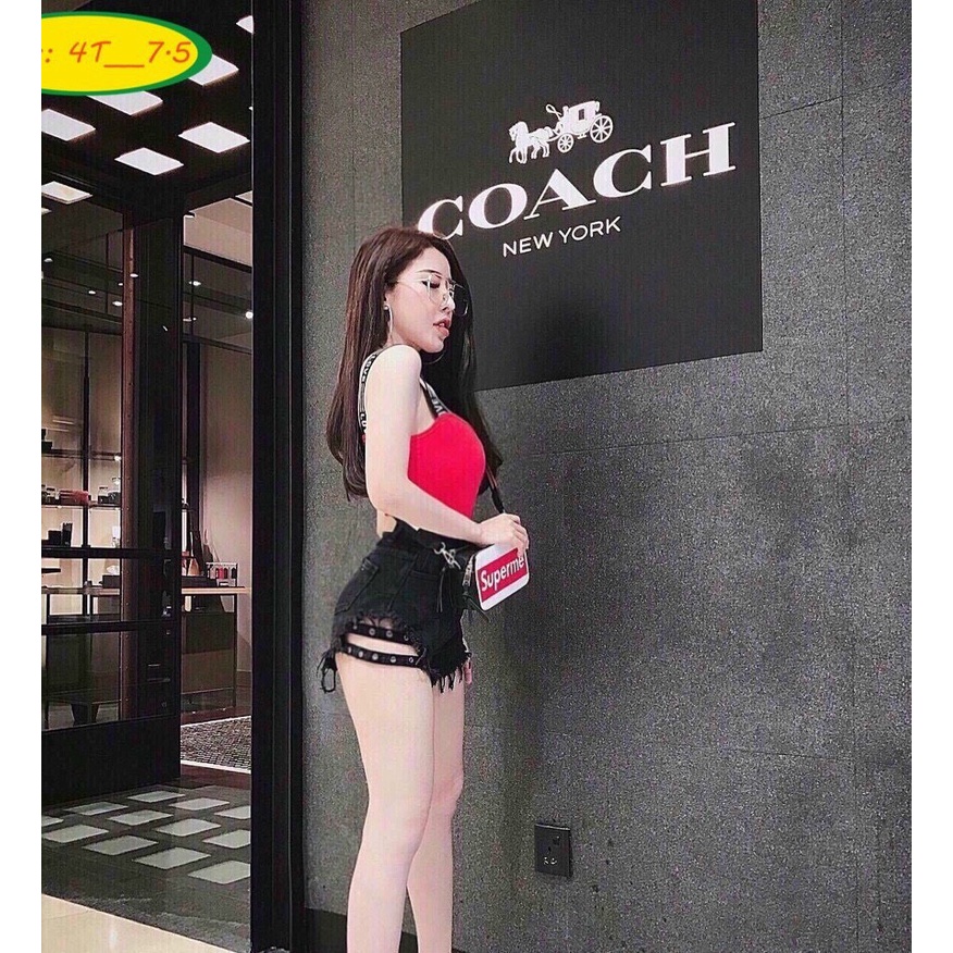 Quần short kaki khoen đục lỗ 2 dây bên đùi u