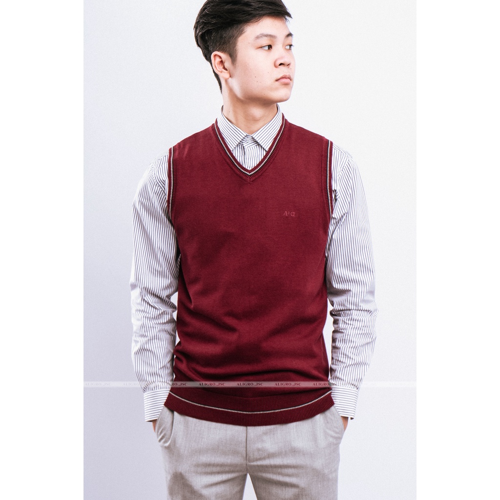 Áo len gile Aligro ALENGL015 màu nâu đỏ