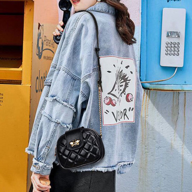 Túi đeo chéo IELGY phối hình thoi có dây xích thời trang dành cho nữ