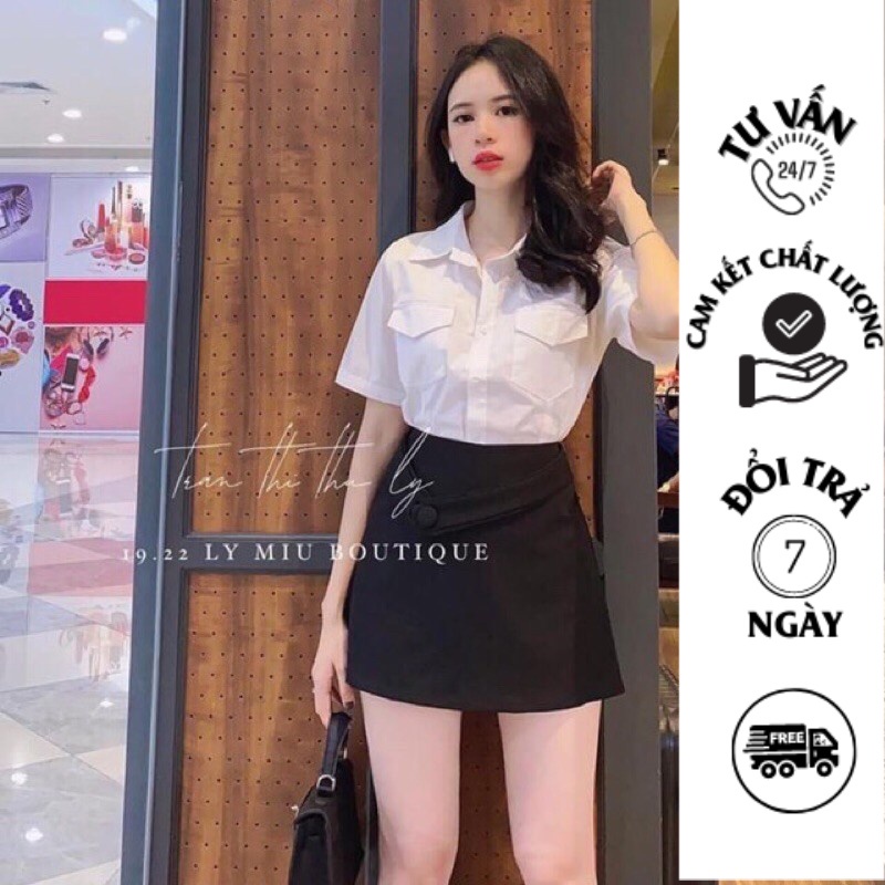 áo sơ mi nữ tay cộc hai túi, áo somi học sinh tay ngắn from đẹp