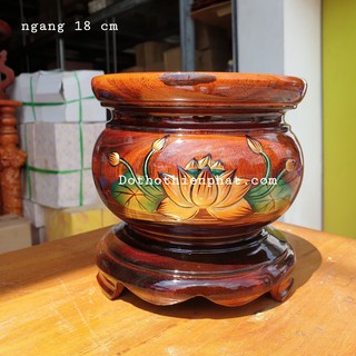Bát nhang gỗ tràm bông vàng đường kính 18 cm