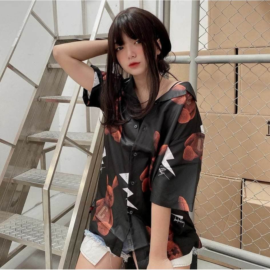 [CLIP THẬT] Áo sơ mi tay ngắn họa tiết BAD RABBIT tay lỡ, FORM UNISEX | BigBuy360 - bigbuy360.vn