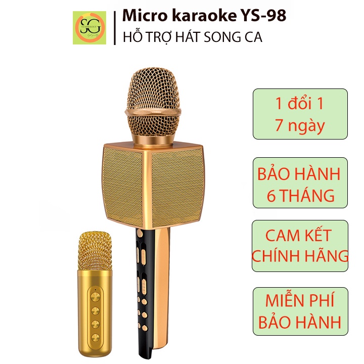 Micro bluetooth YS98 - kèm micro hát Song Ca không dây tiện lợi, công suất lớn,hỗ trợ nhiều hiệu ứng âm thanh trên mic