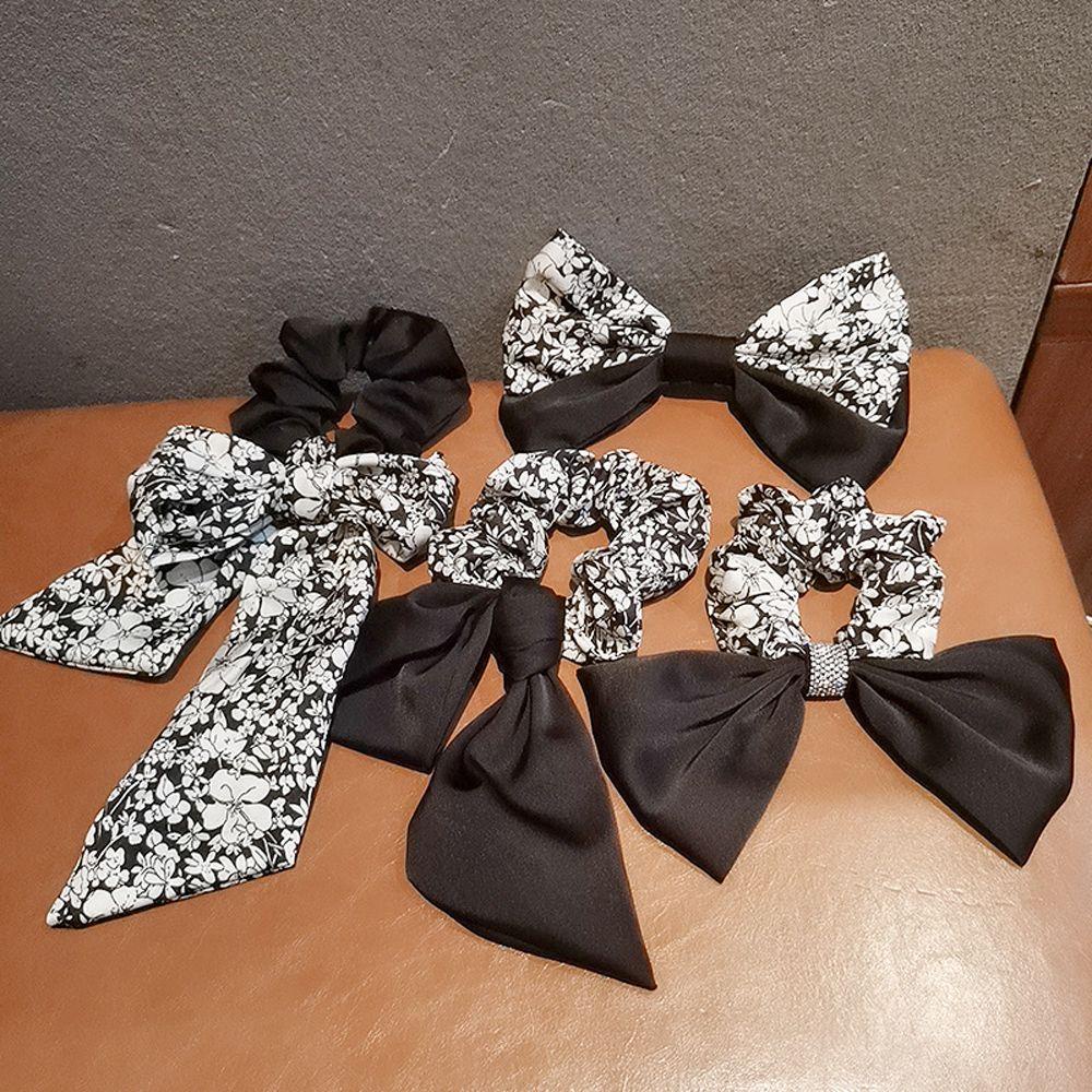 IVORY Dây Cột Tóc Ruy Băng Họa Tiết Hoa Phong Cách Hàn Quốc Cho Nữ