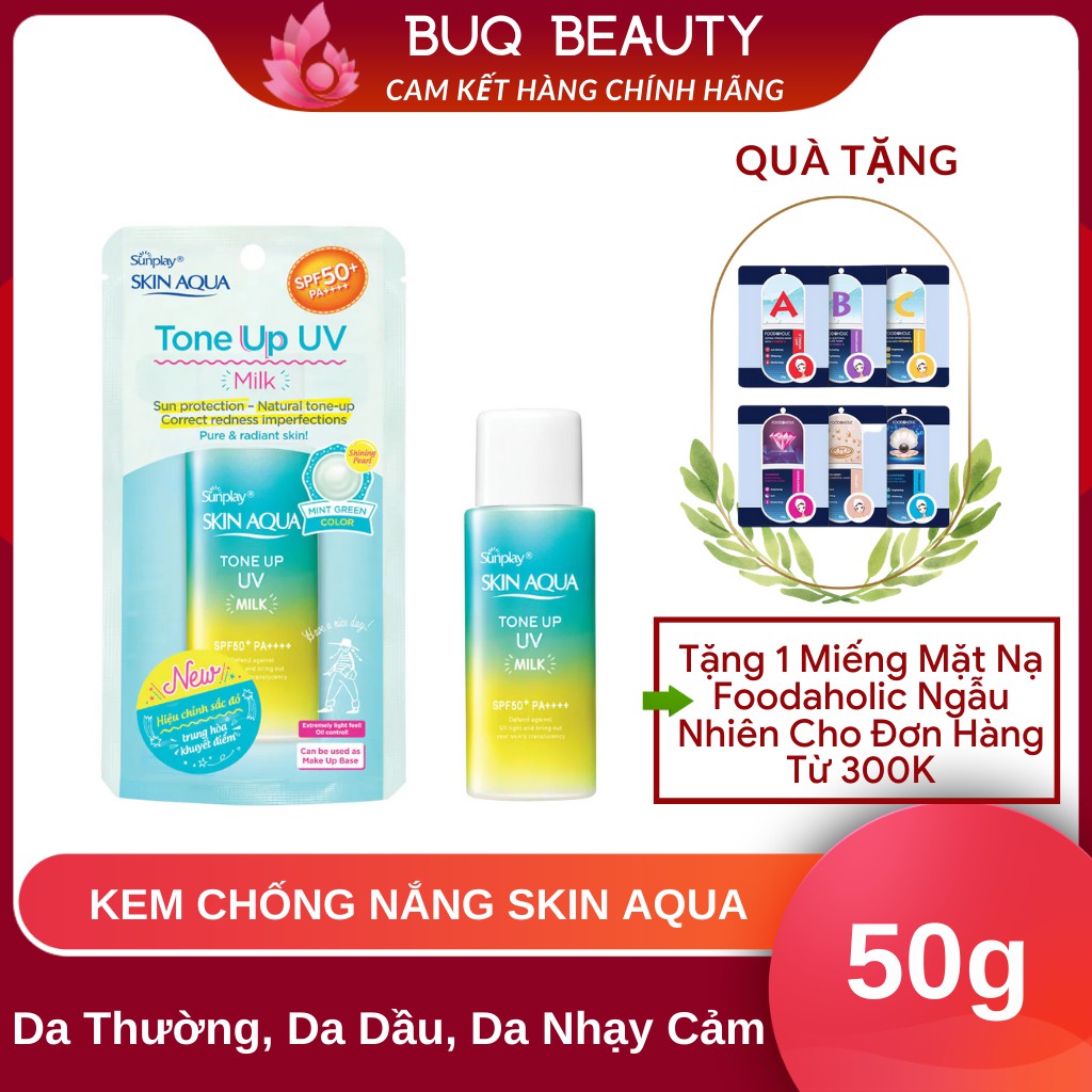 Kem chống nắng Sunplay Skin Aqua Tone Up UV Milk Mint Green SPF50+ PA++++ 50g